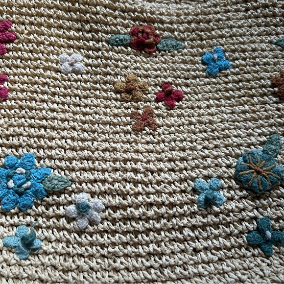 Capelli Straworld Floral Straw Crochet Shoulder Bag Boho Summer Beach Purse - Picture 7 of 16